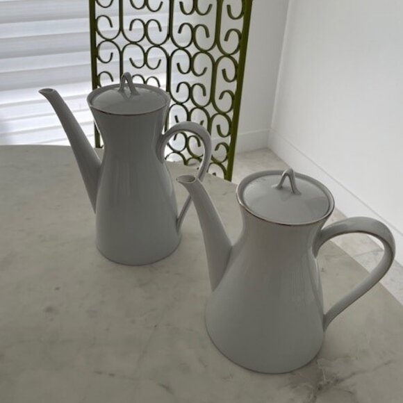 Vintage Rosenthal R. Loewy Form 2000 China Coffee & Tea Pots White w Silver - Picture 1 of 16